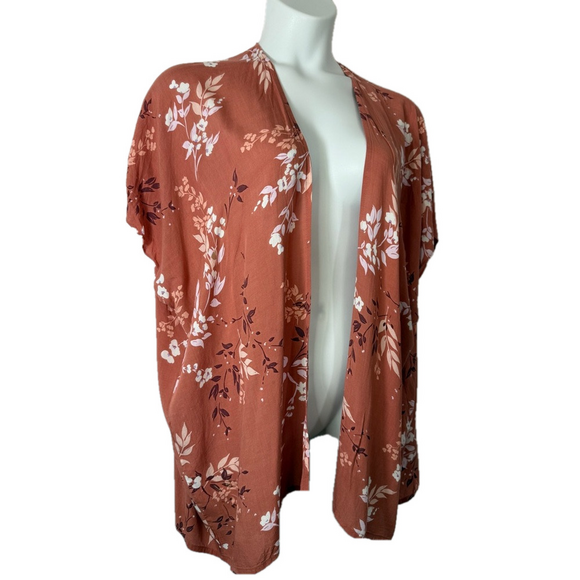 LOFT Outlet Dusty Pink Floral Open Front Kimono Wrap SKU0645 - Picture 3 of 8